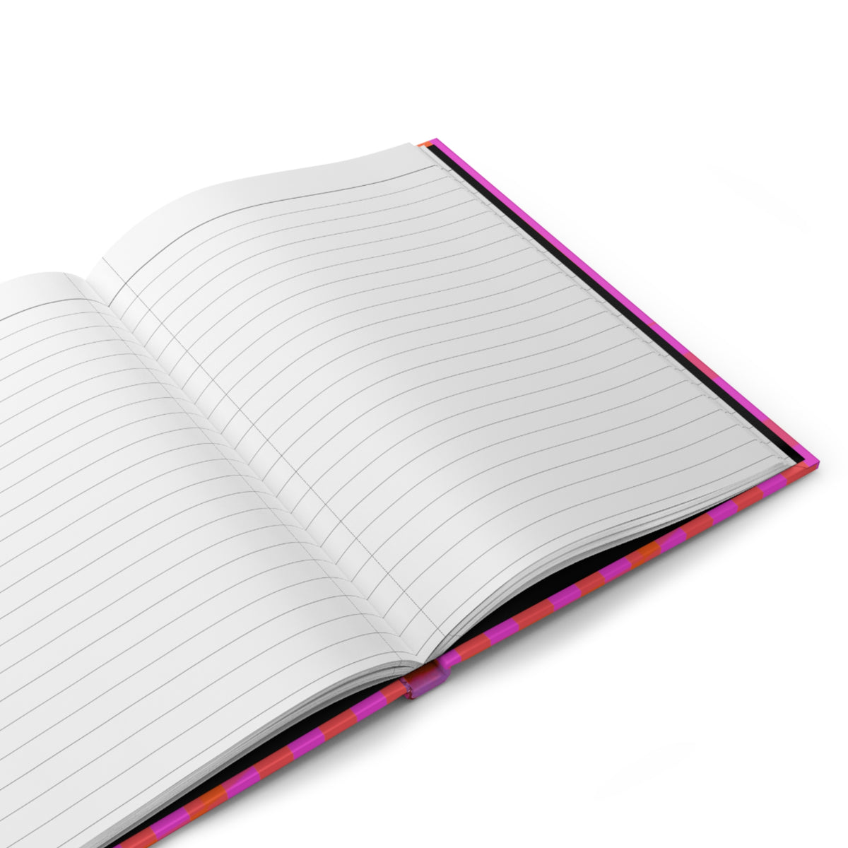 Vibrant Pink & Orange Striped Hardcover Journal — Lined Notebook for Notes & Sketches