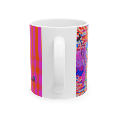 Copy of Pink & Orange Plaid Ceramic Mug — Bold Retro Striped Coffee Cup (11oz, 15oz)