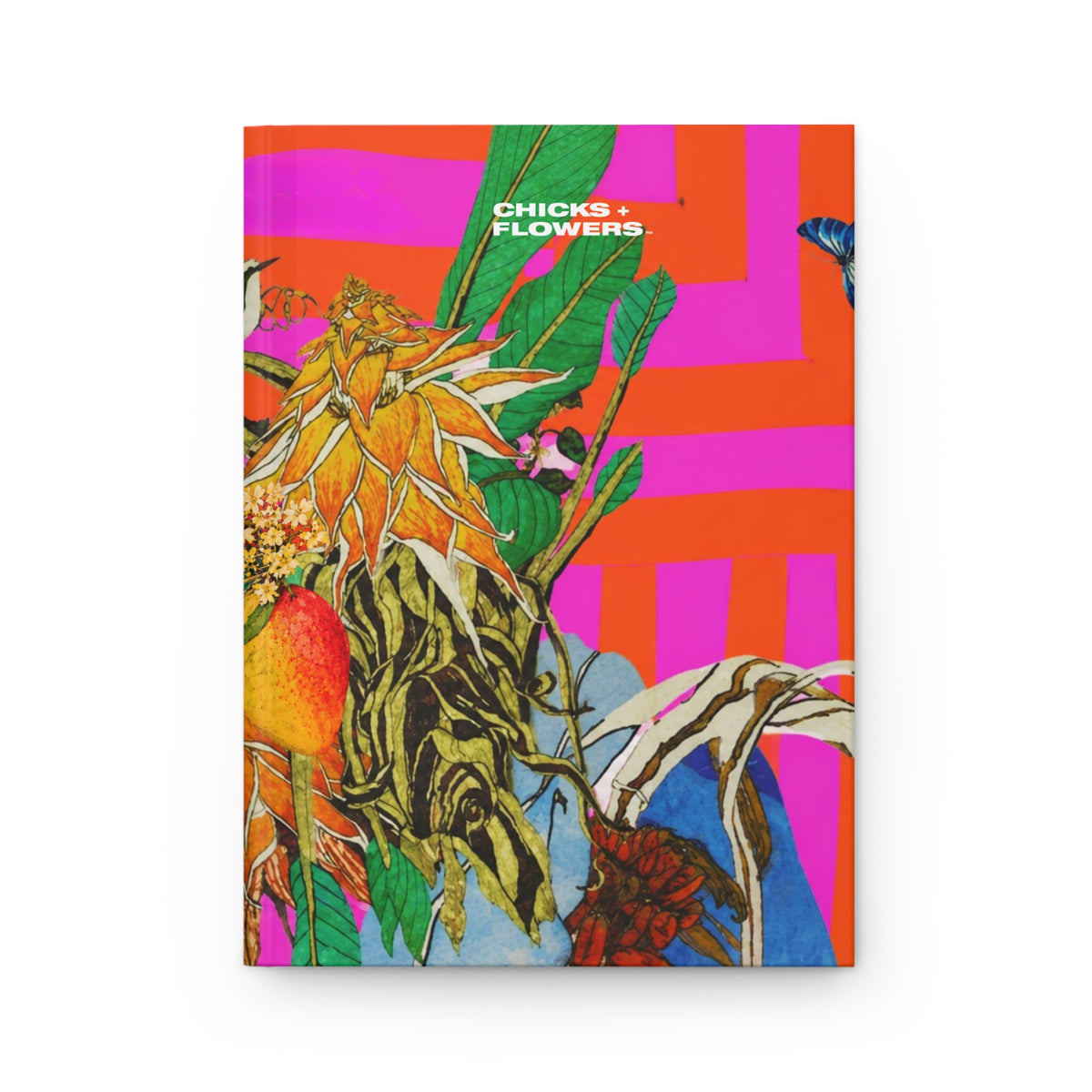 Glow Flower Striped Hardcover Journal — Lined Notebook for Notes & Sketches
