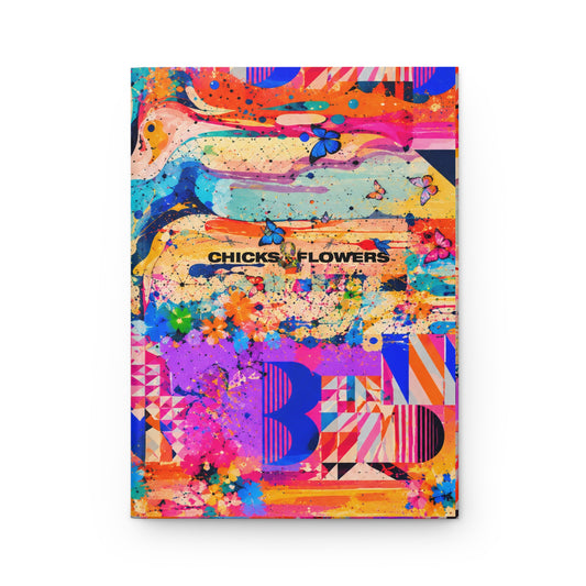 Glow Pink & Orange Striped Hardcover Journal — Lined Notebook for Notes & Sketches