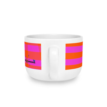 Bold Pink & Orange Striped Latte Mug — 25oz Ceramic Coffee Cup