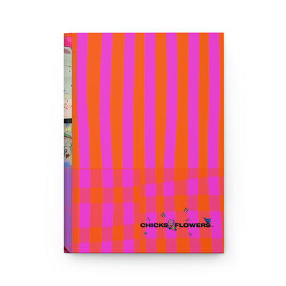 Vibrant Pink & Orange Striped Hardcover Journal — Lined Notebook for Notes & Sketches