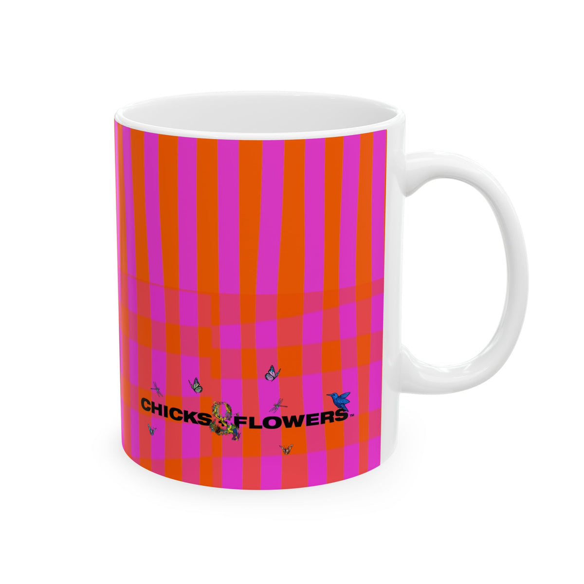 Copy of Pink & Orange Plaid Ceramic Mug — Bold Retro Striped Coffee Cup (11oz, 15oz)