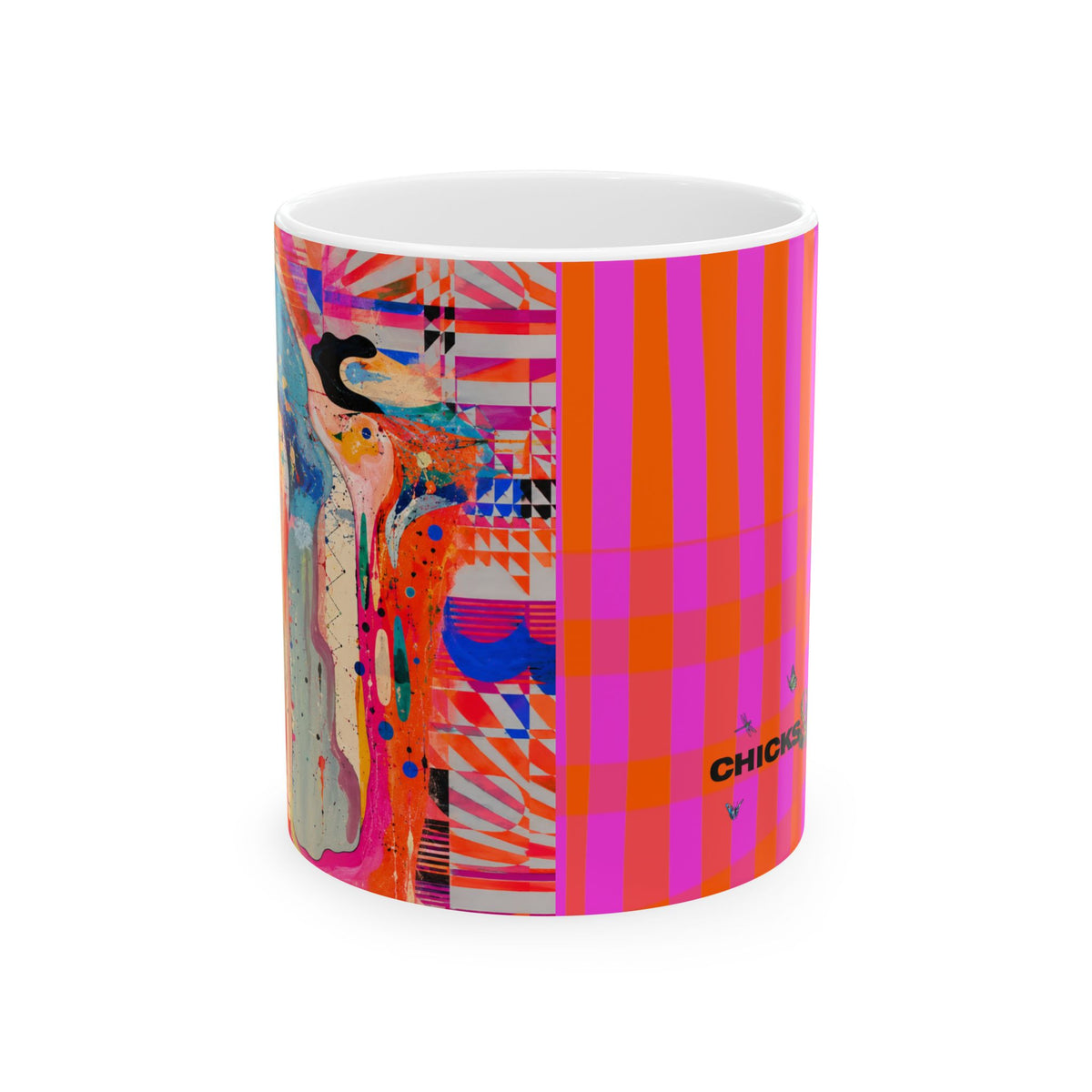 Copy of Pink & Orange Plaid Ceramic Mug — Bold Retro Striped Coffee Cup (11oz, 15oz)