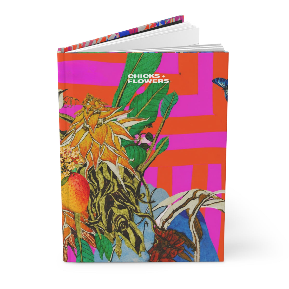 Glow Flower Striped Hardcover Journal — Lined Notebook for Notes & Sketches