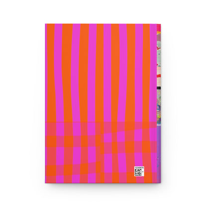 Vibrant Pink & Orange Striped Hardcover Journal — Lined Notebook for Notes & Sketches