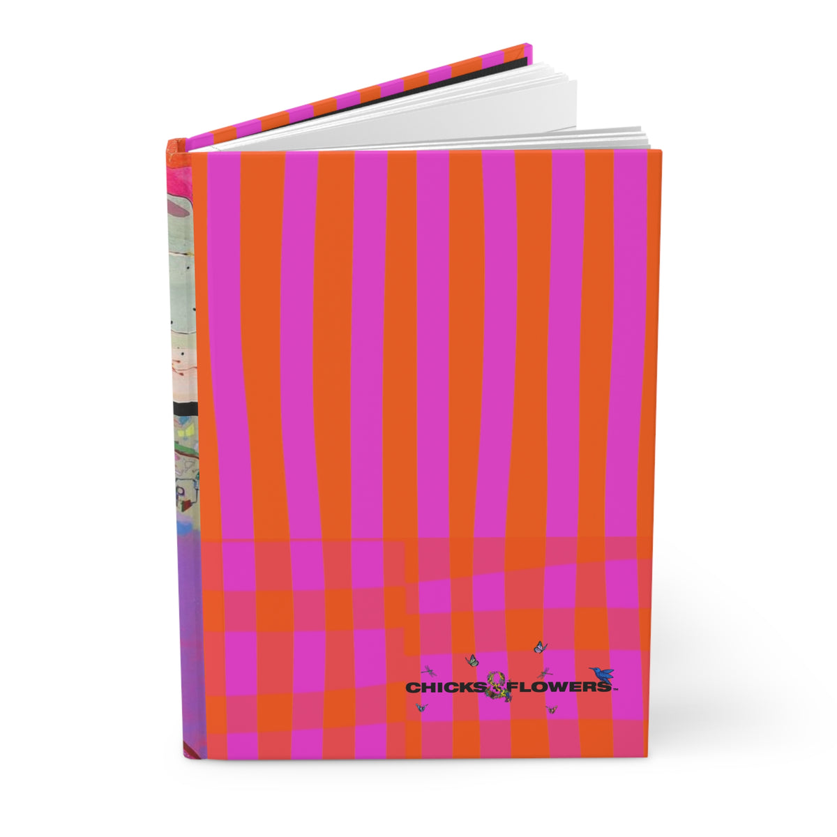 Vibrant Pink & Orange Striped Hardcover Journal — Lined Notebook for Notes & Sketches