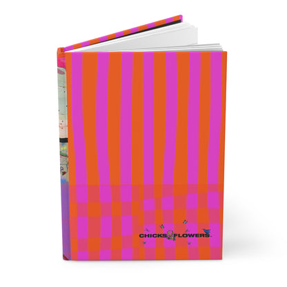 Vibrant Pink & Orange Striped Hardcover Journal — Lined Notebook for Notes & Sketches