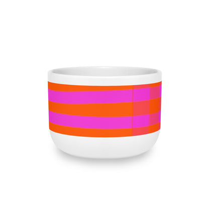 Bold Pink & Orange Striped Latte Mug — 25oz Ceramic Coffee Cup